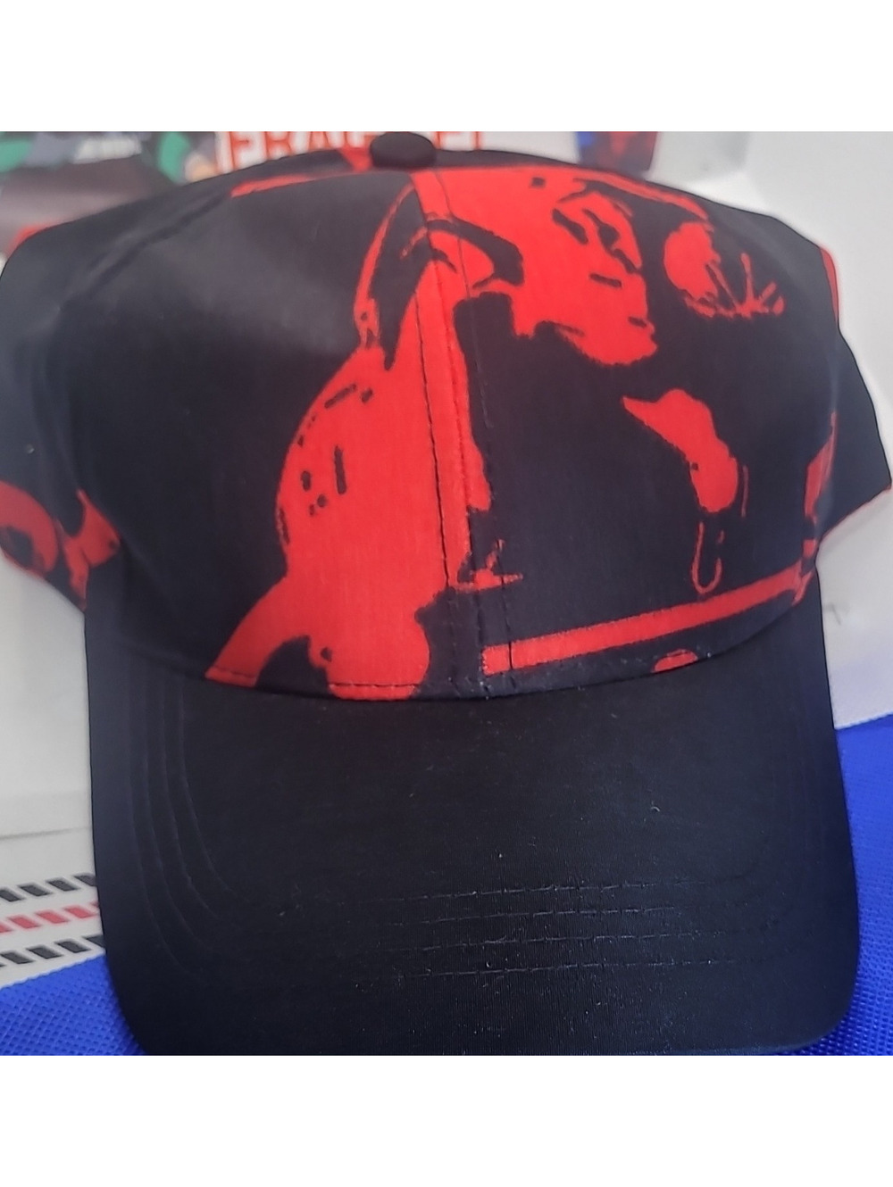 Wrestling Cap Black Red Graphic Hat Sports Accessory for Wrestling Fans